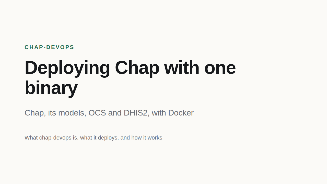 Title slide: deploying Chap with one binary