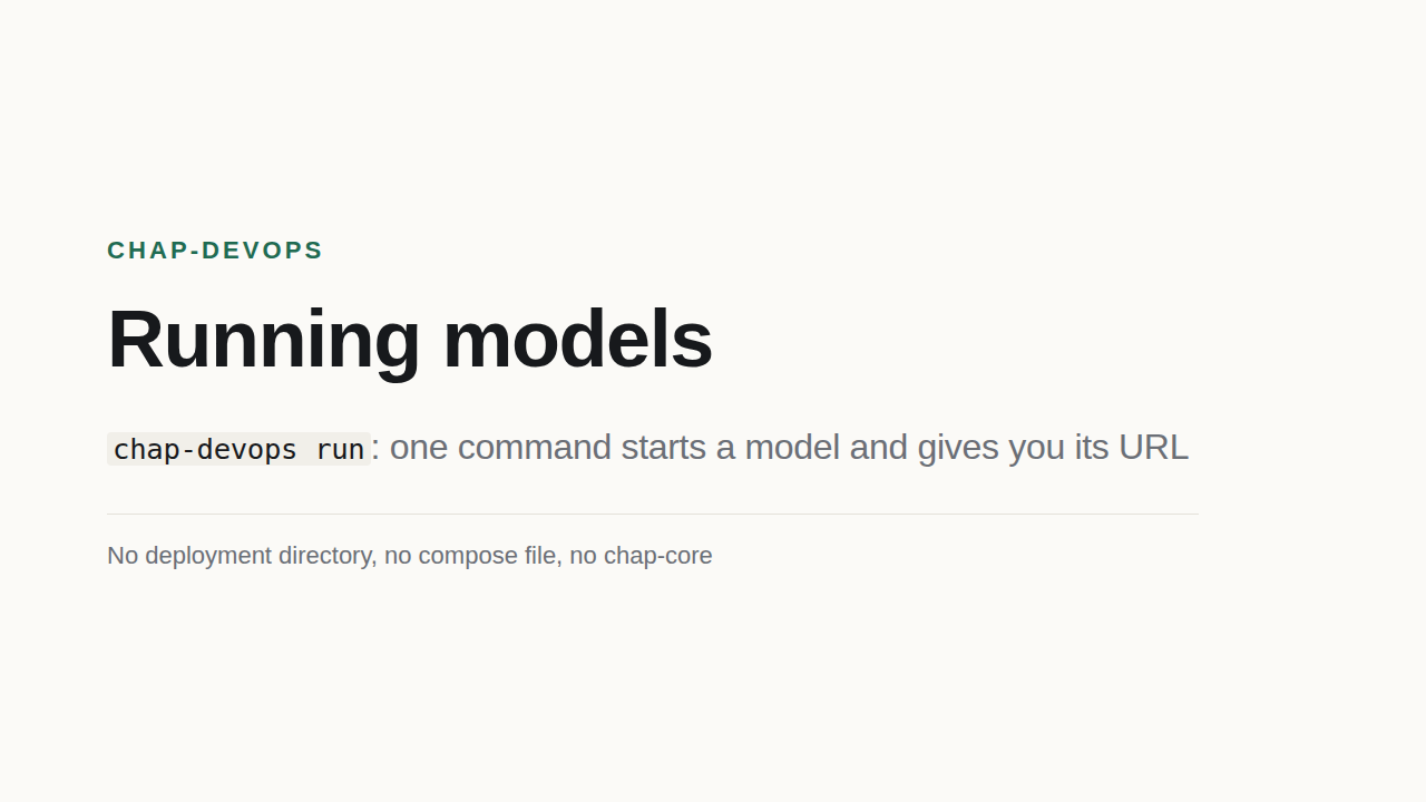 Title slide: running models with chap-devops run