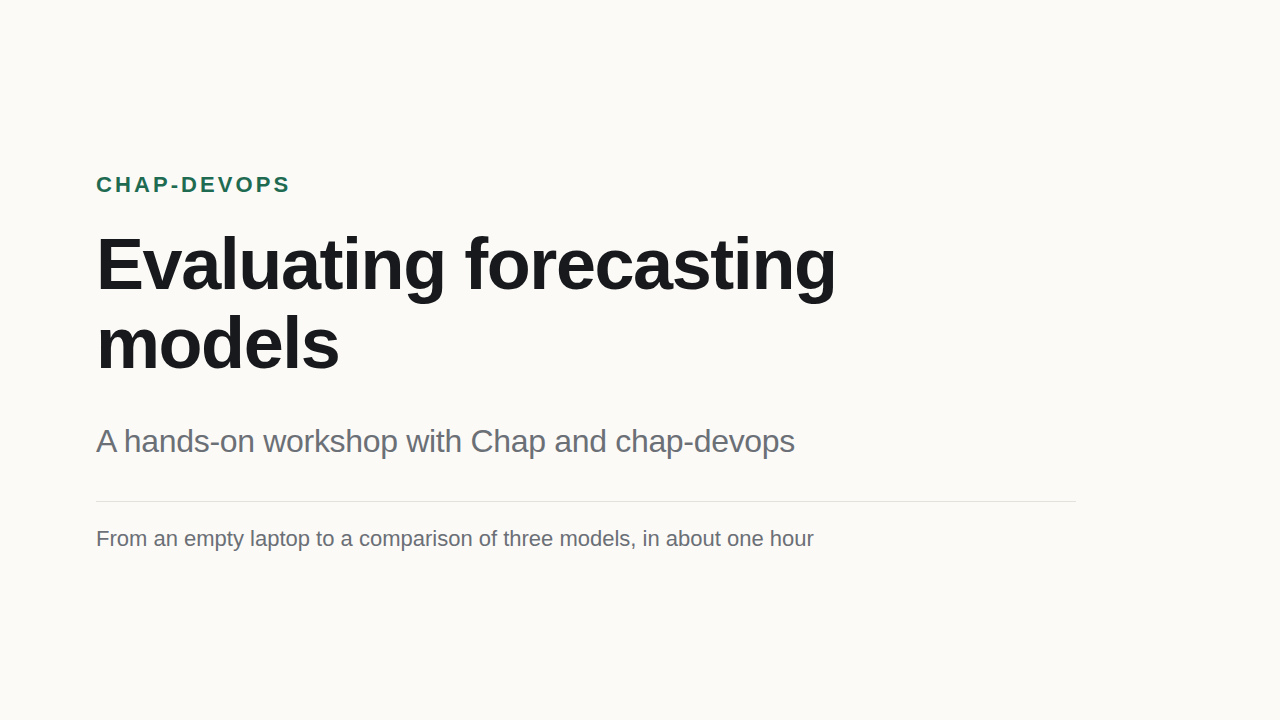 Title slide: evaluating forecasting models, a workshop